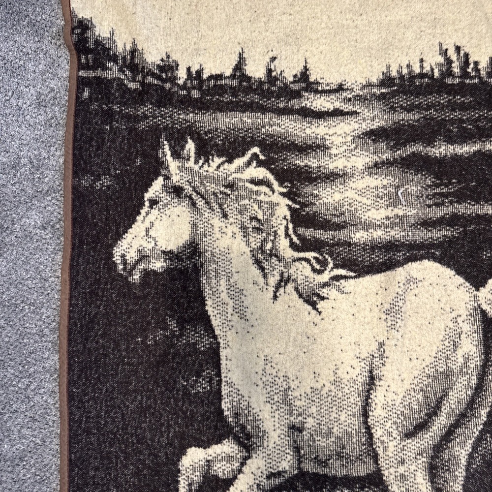 76x50" LINTEX INTERNATIONAL Spain Horse Reversible Blanket Throw VNTG - Picture 9 of 14